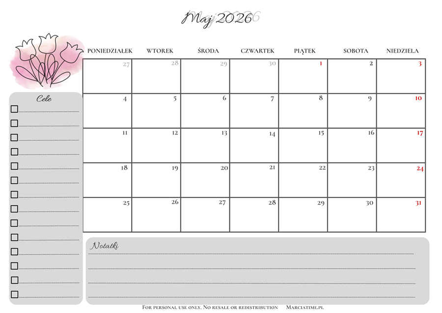 Planer na maj 2026 do druku